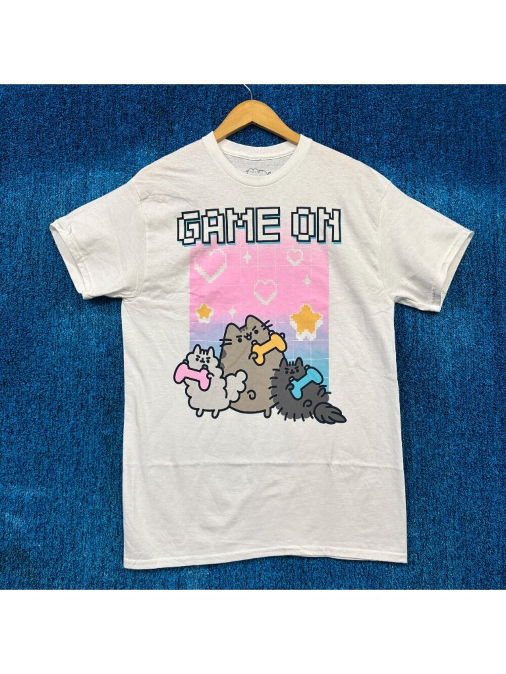 Pusheen Game On White T-Shirt Size Medium